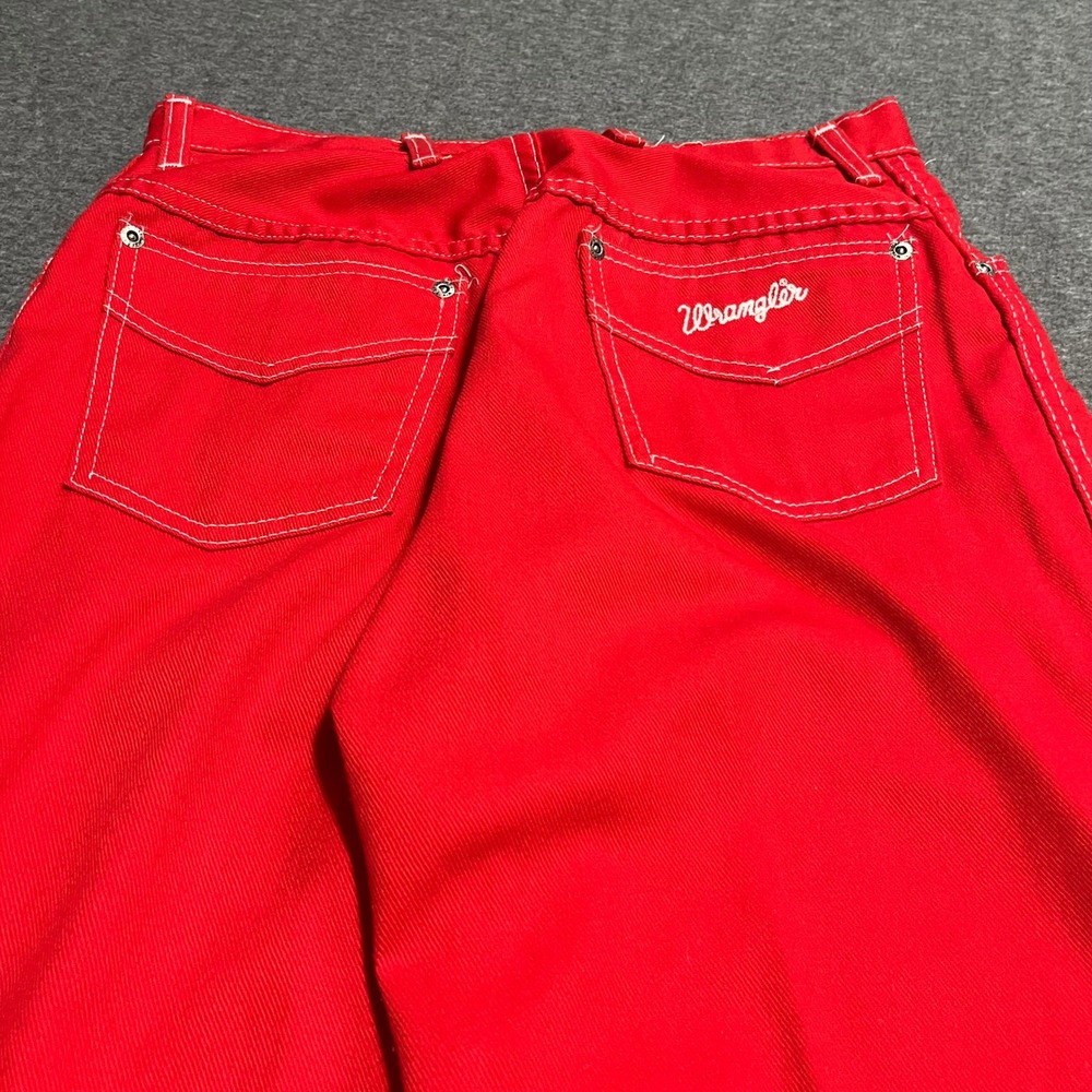 Vintage Wrangler Red Flare Leg Pants High Waisted 1960s Contrast Stitch 28x32 - Picture 3 of 8